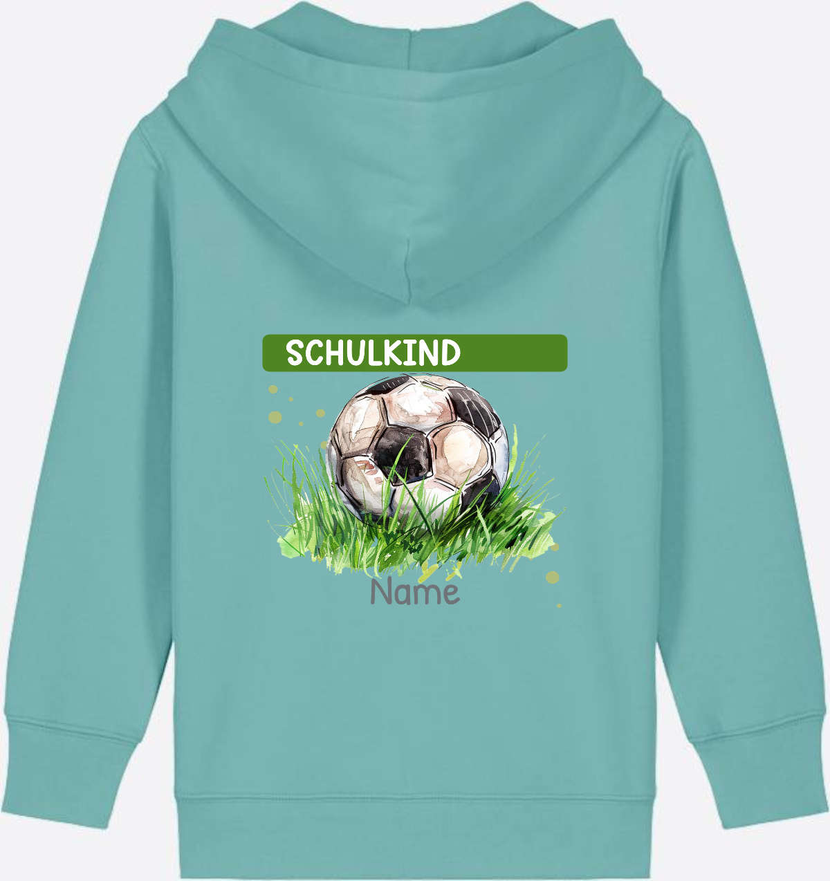 Kinder Zip-Hoodie zur Einschulung – Geschenk mit Namen - Teal Monstera