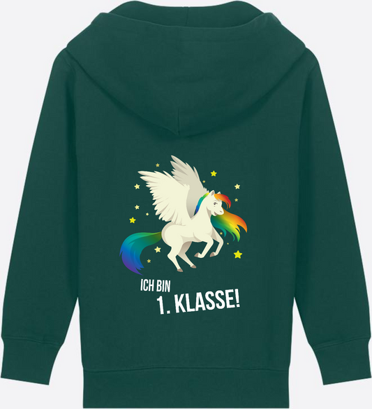 Kinder Zip-Hoodie zur Einschulung – Ich bin erste Klasse - Glazed Green