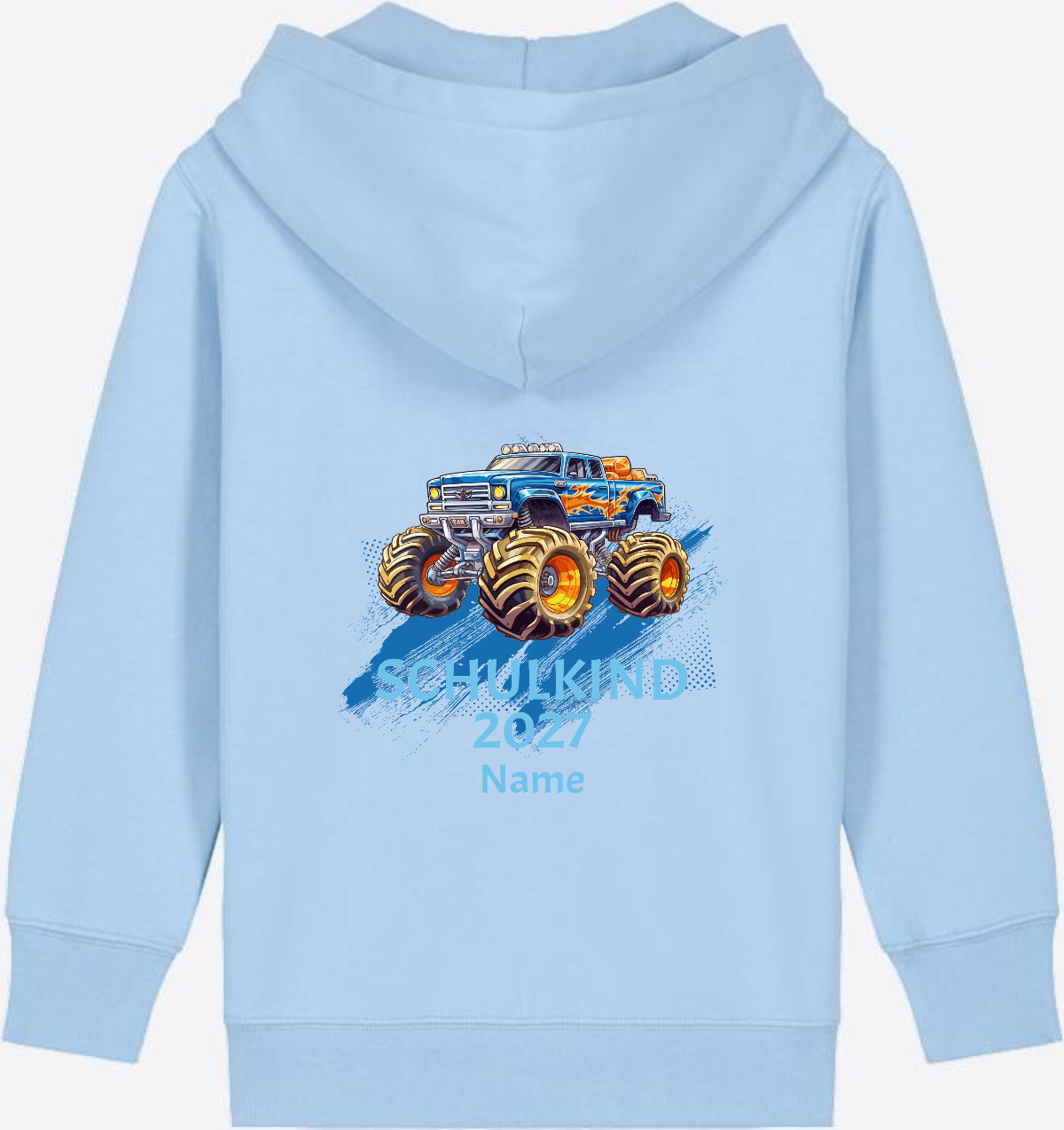 Kinder Zip-Hoodie zur Einschulung: Monstertruck mit Name - Blue Soul