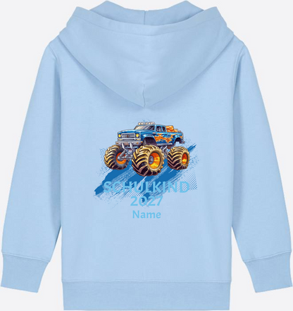 Kinder Zip-Hoodie zur Einschulung: Monstertruck mit Name - Blue Soul