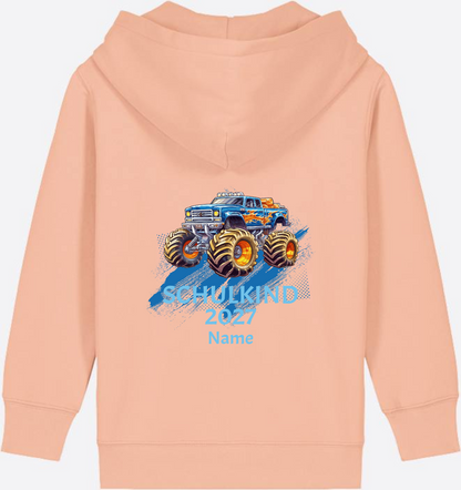 Kinder Zip-Hoodie zur Einschulung: Monstertruck mit Name - Fraiche Peche