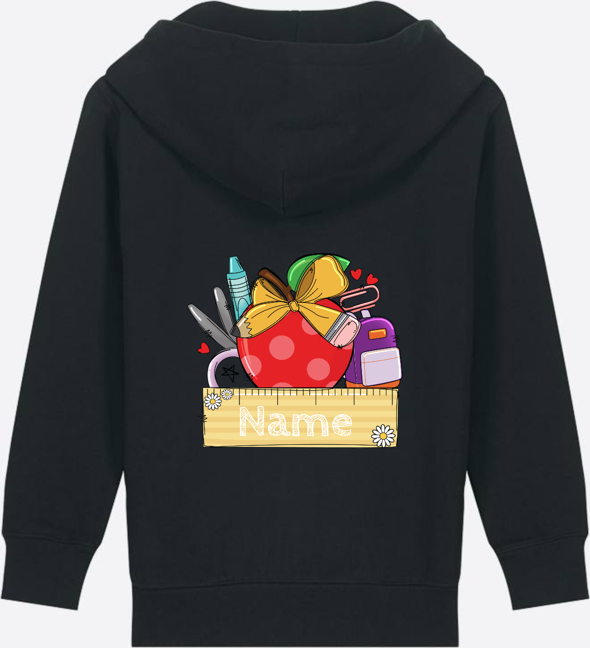 Kinder Zip-Hoodie zur Einschulung – Personalisiert mit Name - Black