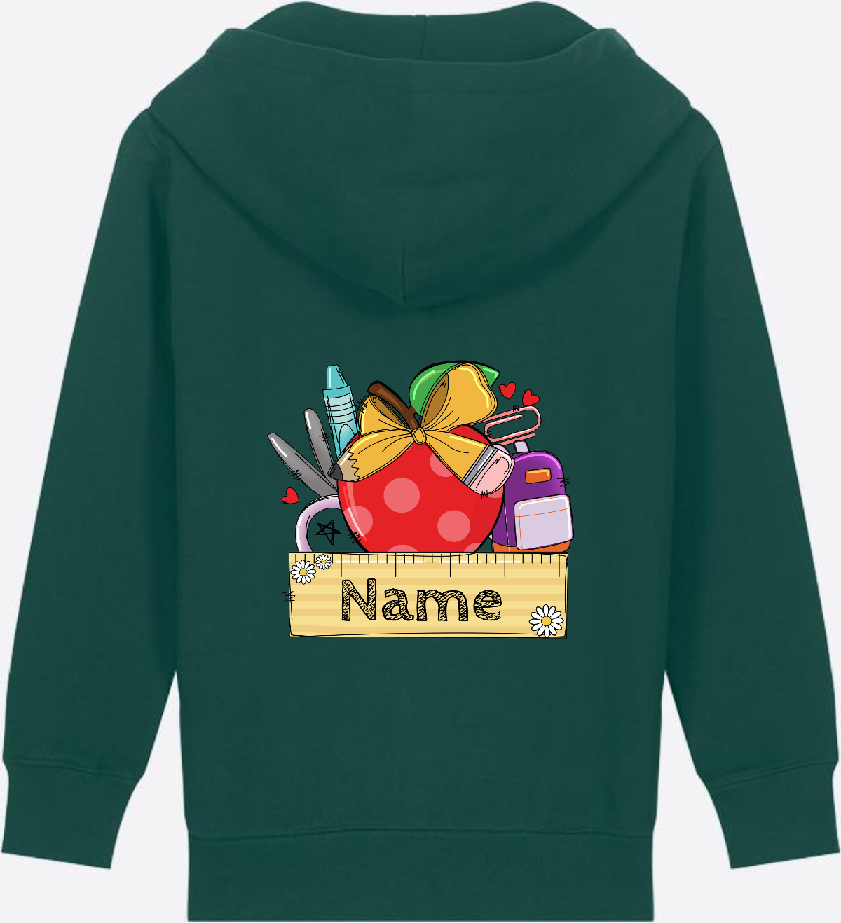 Kinder Zip-Hoodie zur Einschulung – Personalisiert mit Name - Glazed Green