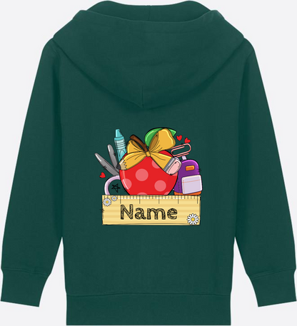 Kinder Zip-Hoodie zur Einschulung – Personalisiert mit Name - Glazed Green