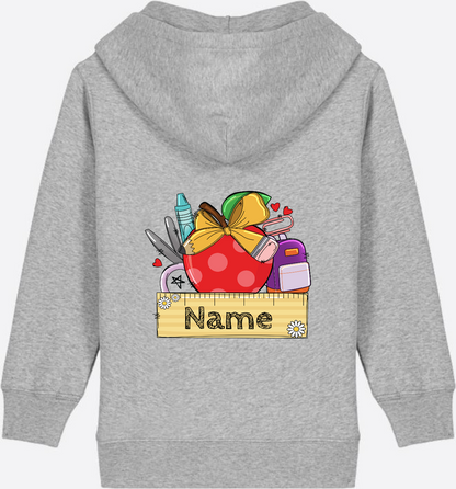 Kinder Zip-Hoodie zur Einschulung – Personalisiert mit Name - Heather Grey