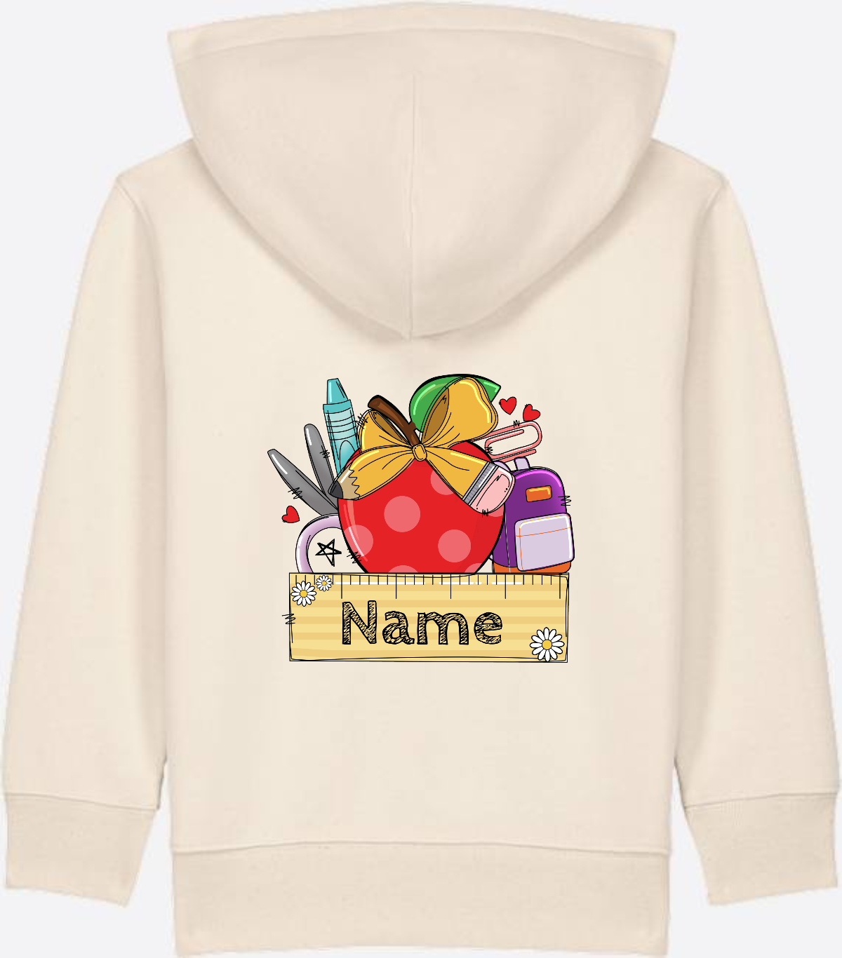 Kinder Zip-Hoodie zur Einschulung – Personalisiert mit Name - Natural Raw