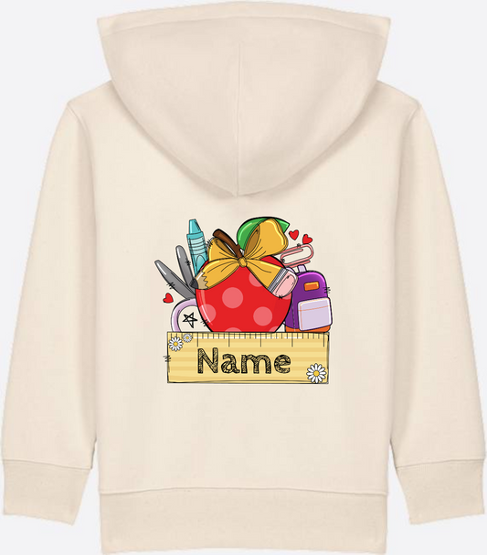 Kinder Zip-Hoodie zur Einschulung – Personalisiert mit Name - Natural Raw