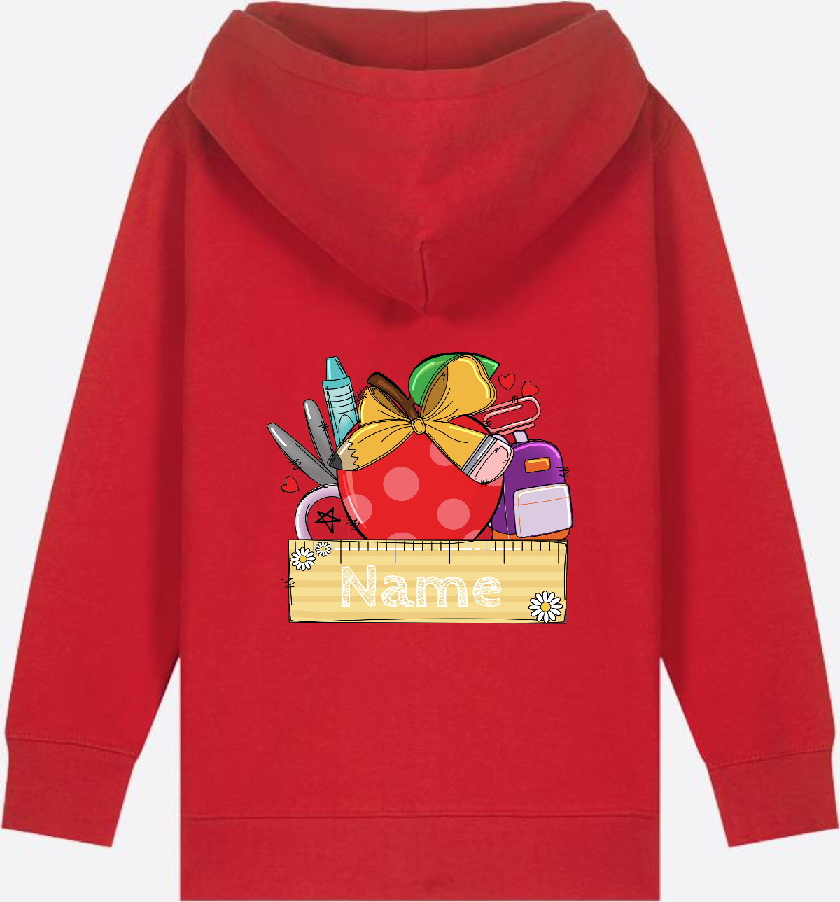 Kinder Zip-Hoodie zur Einschulung – Personalisiert mit Name - Red