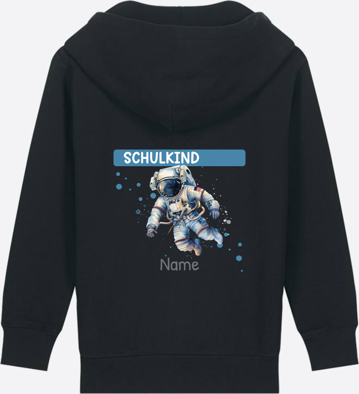 Kinder Zip-Hoodie zur Einschulung – Personalisiert mit Name - Black