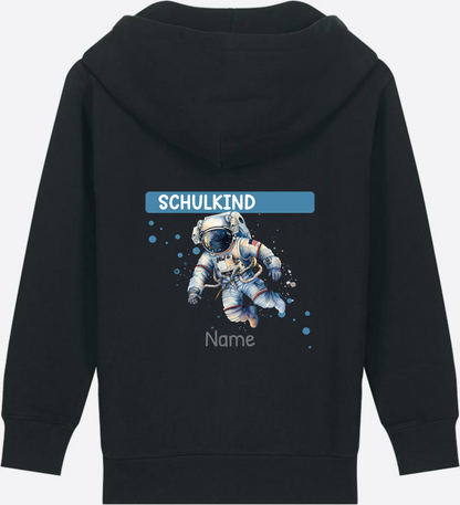 Kinder Zip-Hoodie zur Einschulung – Personalisiert mit Name - Black
