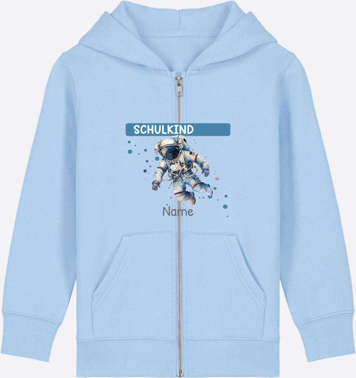 Kinder Zip-Hoodie zur Einschulung – Personalisiert mit Name - Blue Soul Herzseite