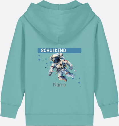 Kinder Zip-Hoodie zur Einschulung – Personalisiert mit Name - Teal Monstera