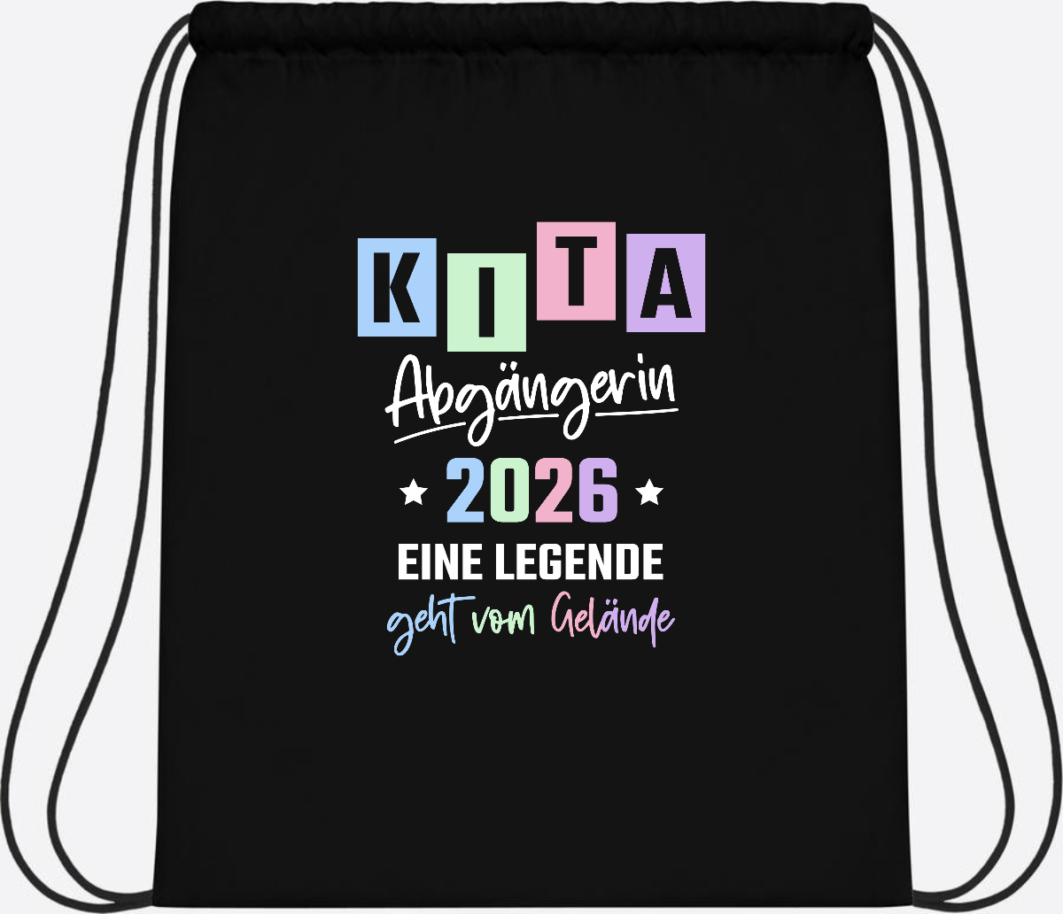 Kita Abgängerin 2026 Turnbeutel – Eine Legende geht - Black/Black