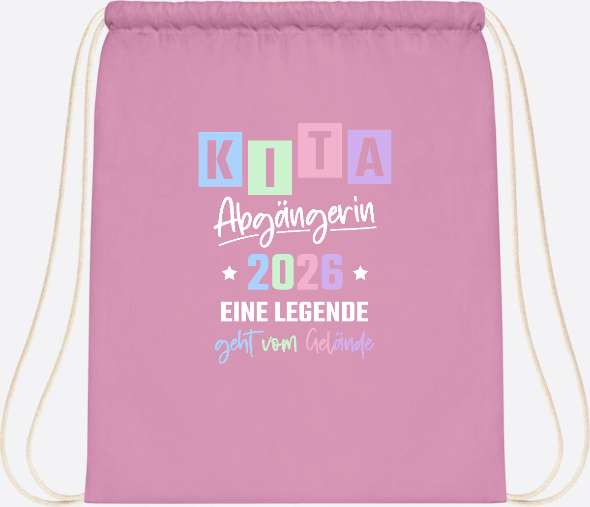 Kita Abgängerin 2026 Turnbeutel – Eine Legende geht - Classic Pink/White