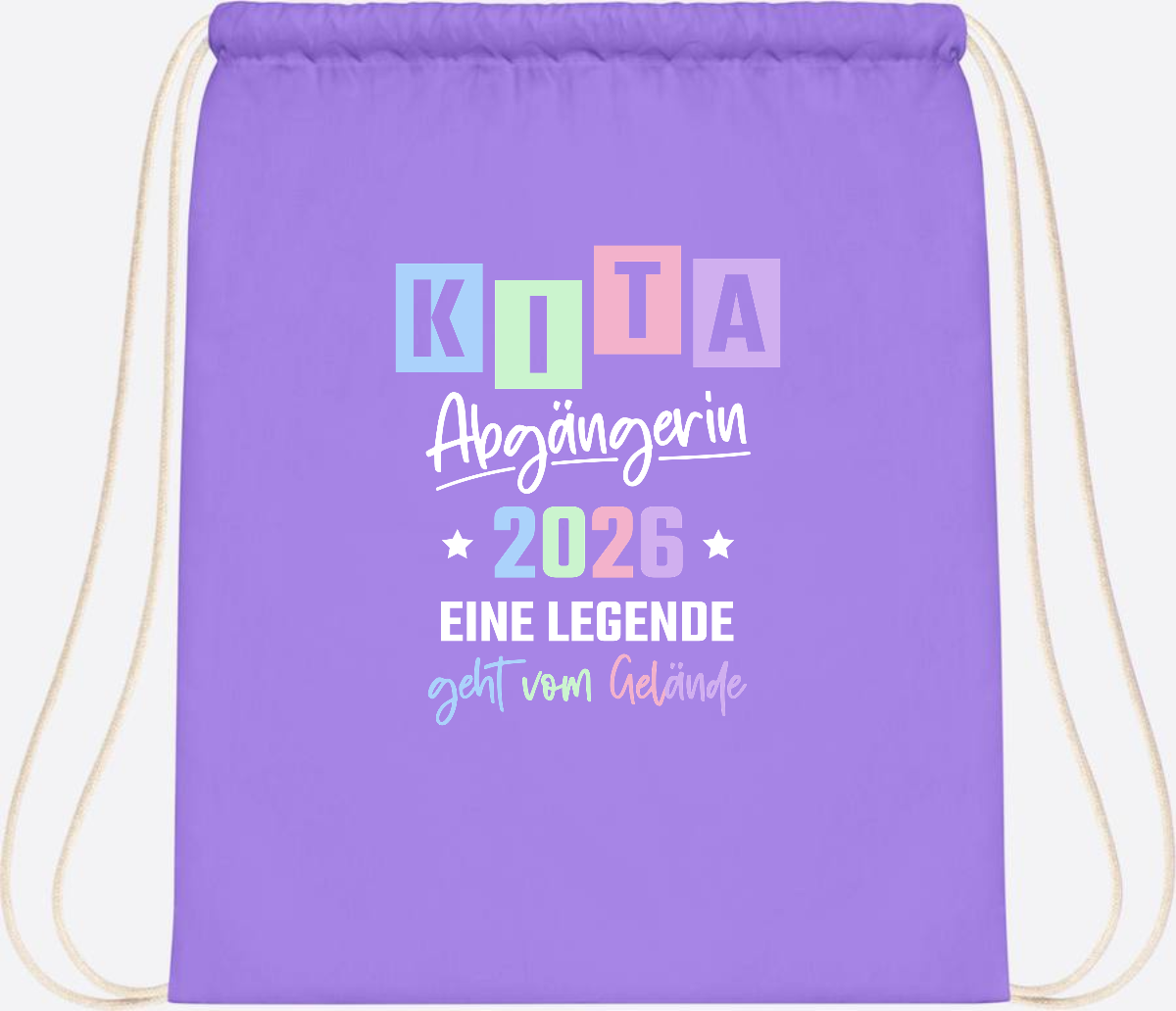 Kita Abgängerin 2026 Turnbeutel – Eine Legende geht - Lavender/White