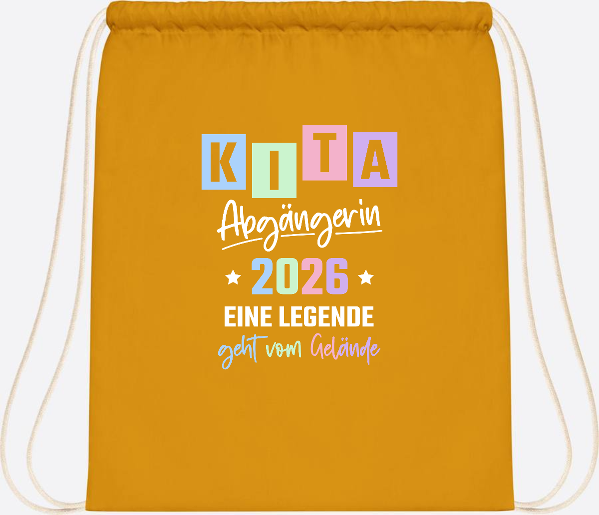 Kita Abgängerin 2026 Turnbeutel – Eine Legende geht - Mustard