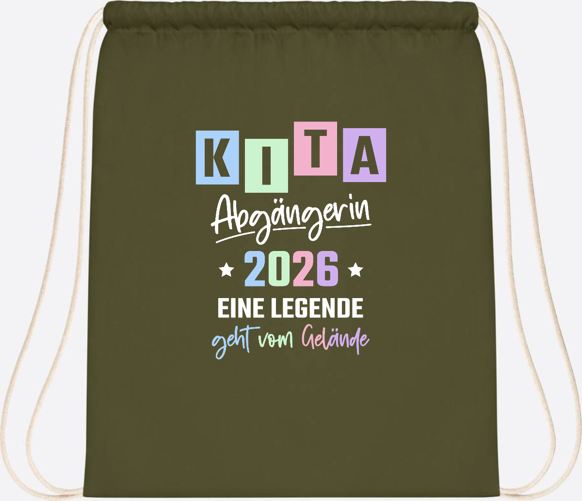 Kita Abgängerin 2026 Turnbeutel – Eine Legende geht - Olive Green