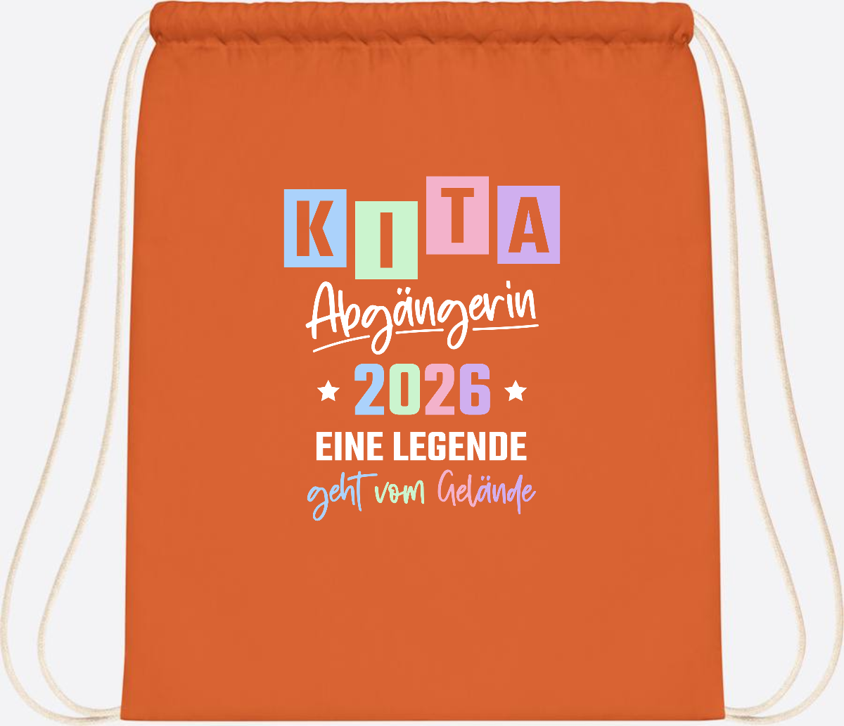 Kita Abgängerin 2026 Turnbeutel – Eine Legende geht - Orange