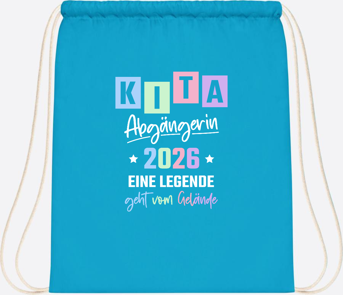 Kita Abgängerin 2026 Turnbeutel – Eine Legende geht - Surf Blue