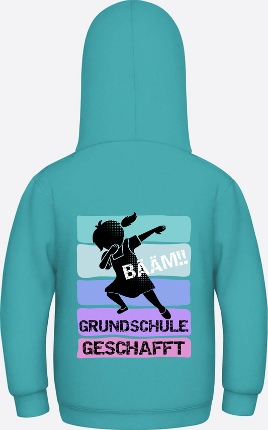 Mädchen Hoodie – Bääm! Grundschule geschafft mit Wunschname - Hawaiian Blue