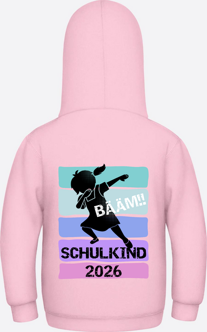 Mädchen Hoodie Schulkind 2026 Bääm! – Geschenk Einschulung - Baby Pink