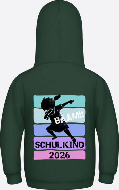 Mädchen Hoodie Schulkind 2026 Bääm! – Geschenk Einschulung - Bottle Green