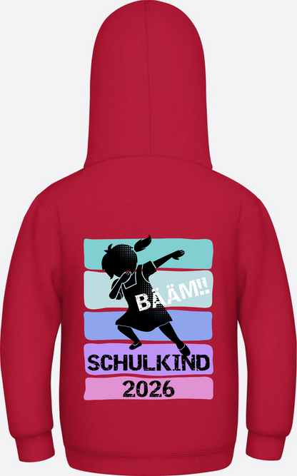 Mädchen Hoodie Schulkind 2026 Bääm! – Geschenk Einschulung - Fire Red