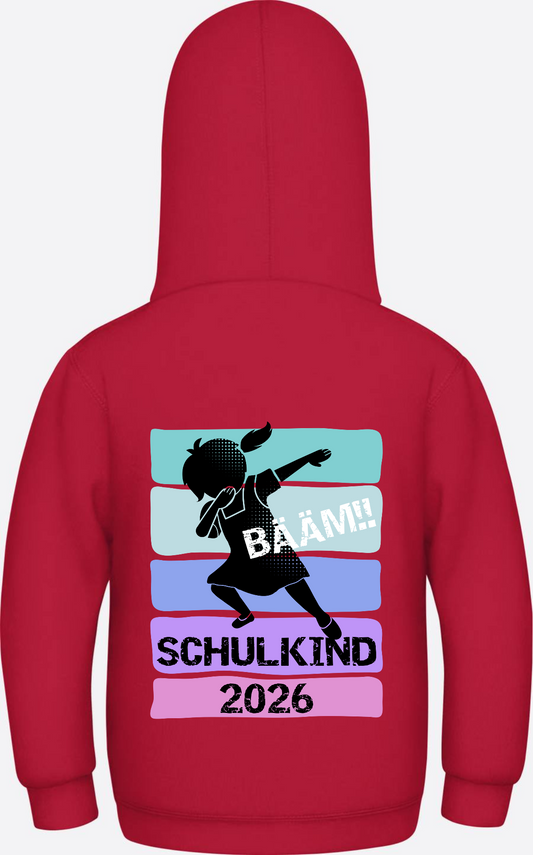 Mädchen Hoodie Schulkind 2026 Bääm! – Geschenk Einschulung - Fire Red