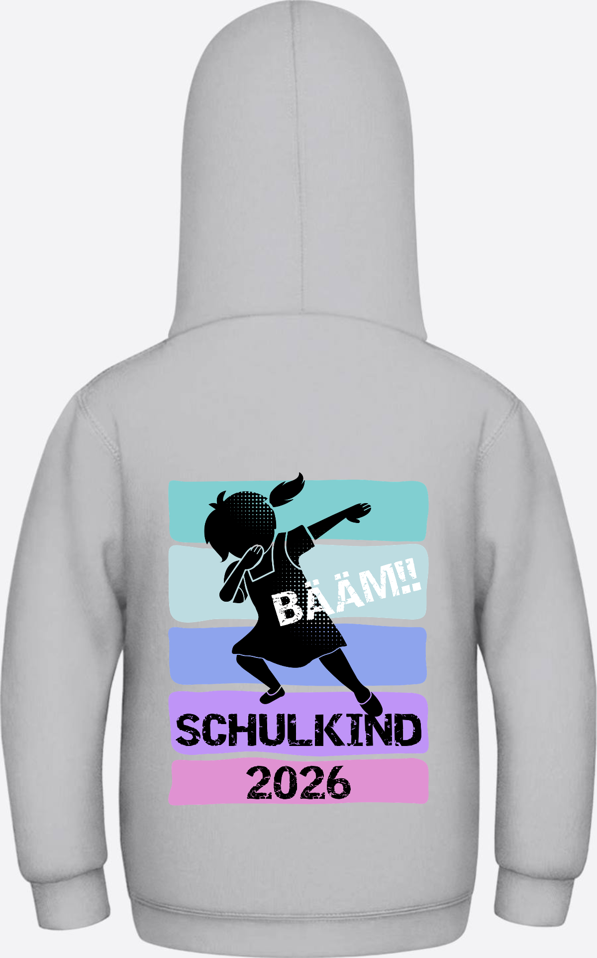 Mädchen Hoodie Schulkind 2026 Bääm! – Geschenk Einschulung - Heather Grey
