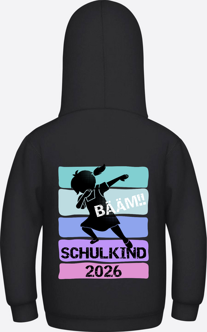 Mädchen Hoodie Schulkind 2026 Bääm! – Geschenk Einschulung - Jet Black