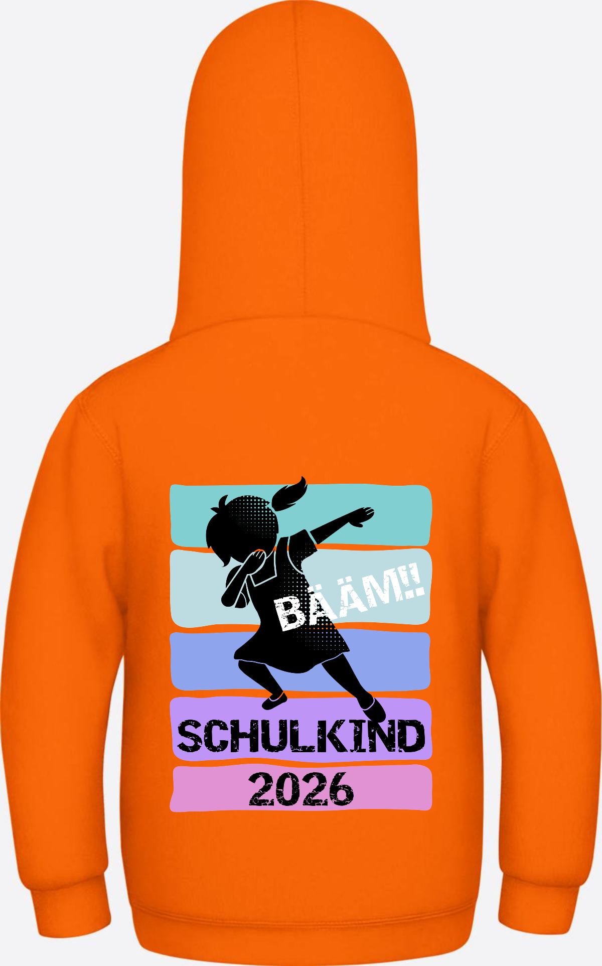 Mädchen Hoodie Schulkind 2026 Bääm! – Geschenk Einschulung - Orange Crush