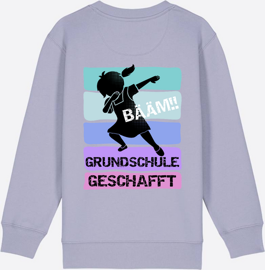 Mädchen Sweatshirt: Bääm! Grundschule geschafft – mit Namen - Lavender