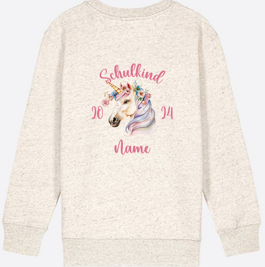 Mädchen Sweatshirt zur Einschulung – Personalisiert mit Namen - Natural Raw