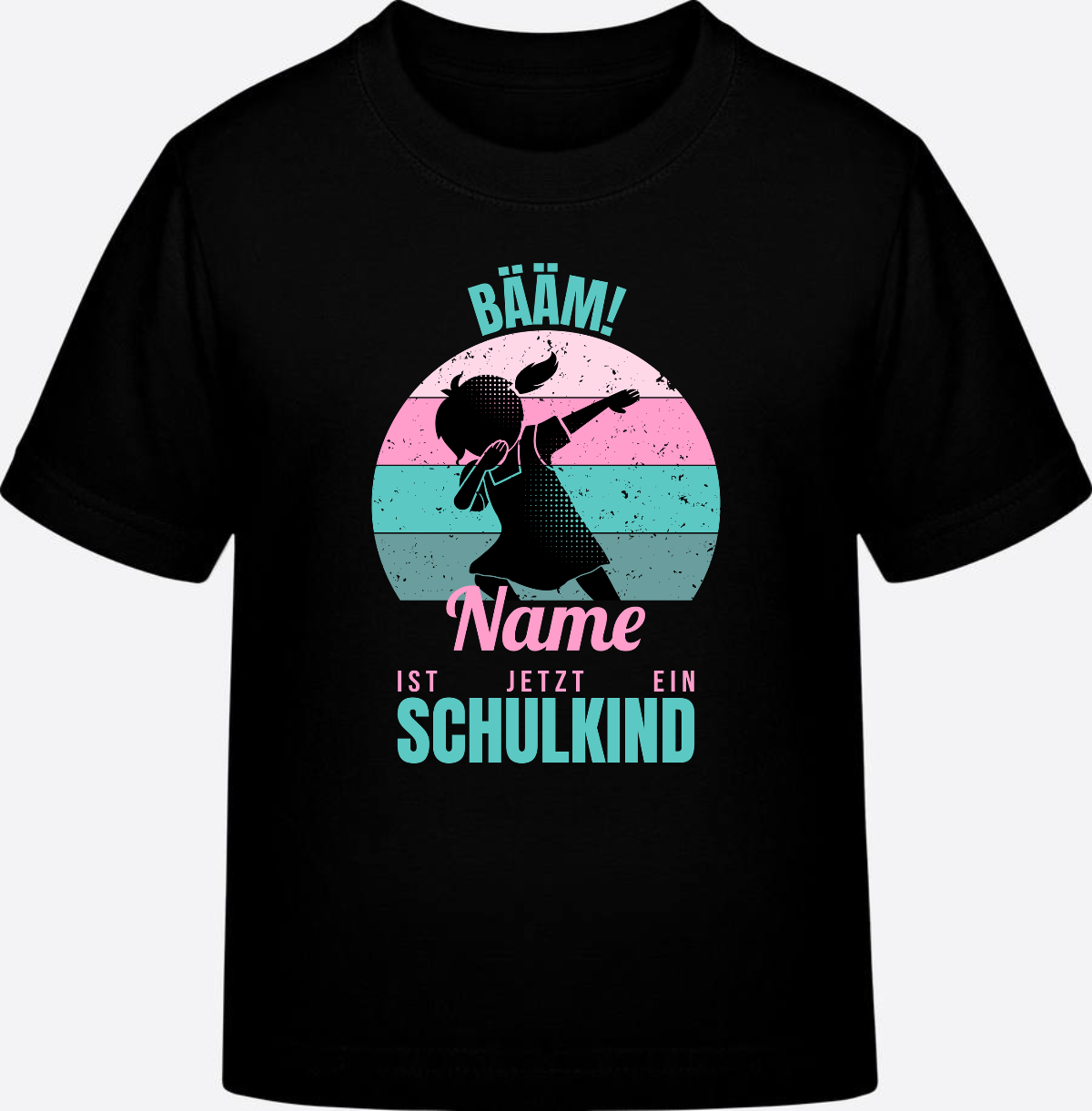 Mädchen T-Shirt BÄÄM Schulkind – Personalisiert mit Name - Black