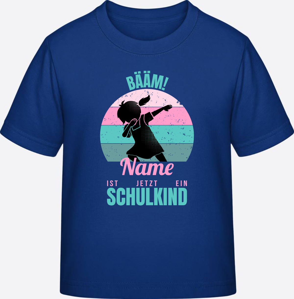 Mädchen T-Shirt BÄÄM Schulkind – Personalisiert mit Name - Royal