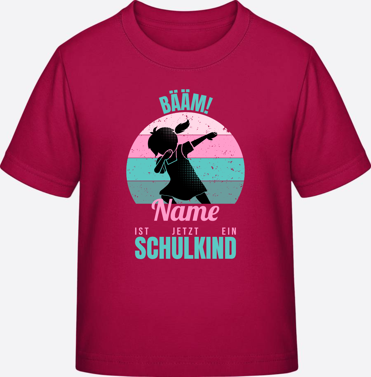 Mädchen T-Shirt BÄÄM Schulkind – Personalisiert mit Name - Sorbet