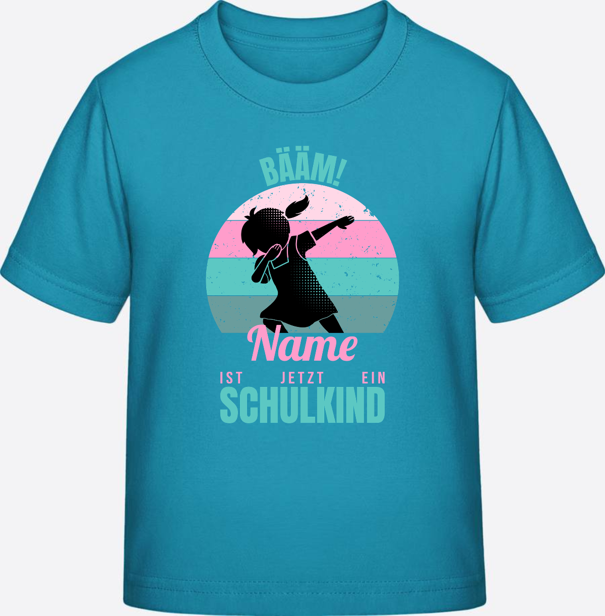Mädchen T-Shirt BÄÄM Schulkind – Personalisiert mit Name - Swimming Pool