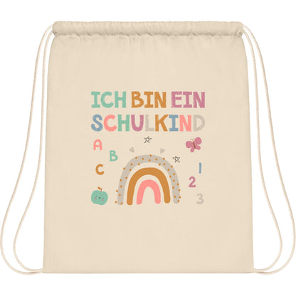 Turnbeutel Einschulung Schulkind – Regenbogen mit ABC & Zahlen