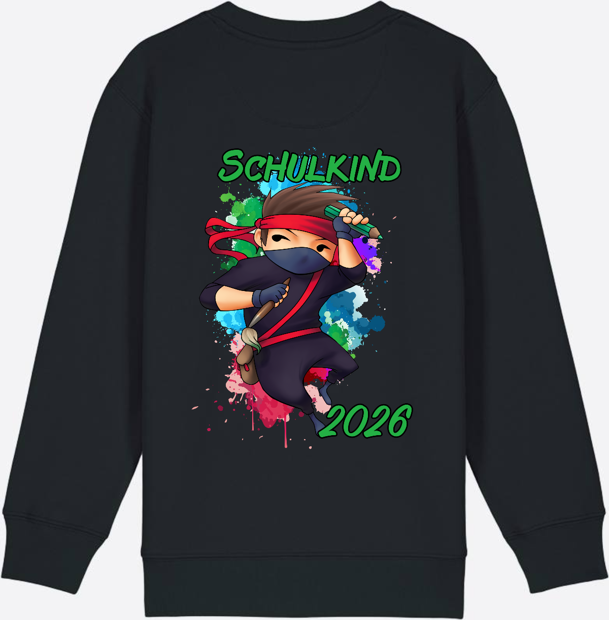 Ninja Sweatshirt zur Einschulung 2026 – Personalisiert mit Namen - Black