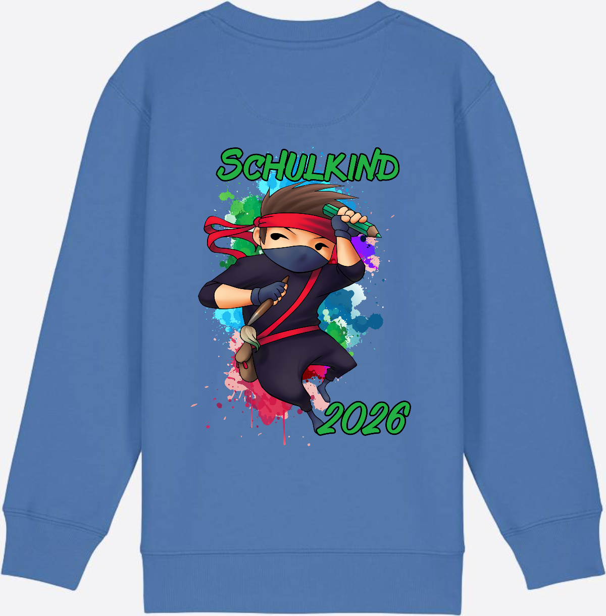 Ninja Sweatshirt zur Einschulung 2026 – Personalisiert mit Namen - Bright Blue