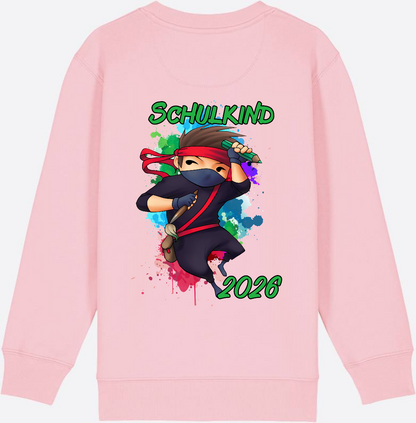 Ninja Sweatshirt zur Einschulung 2026 – Personalisiert mit Namen - Cotton Pink