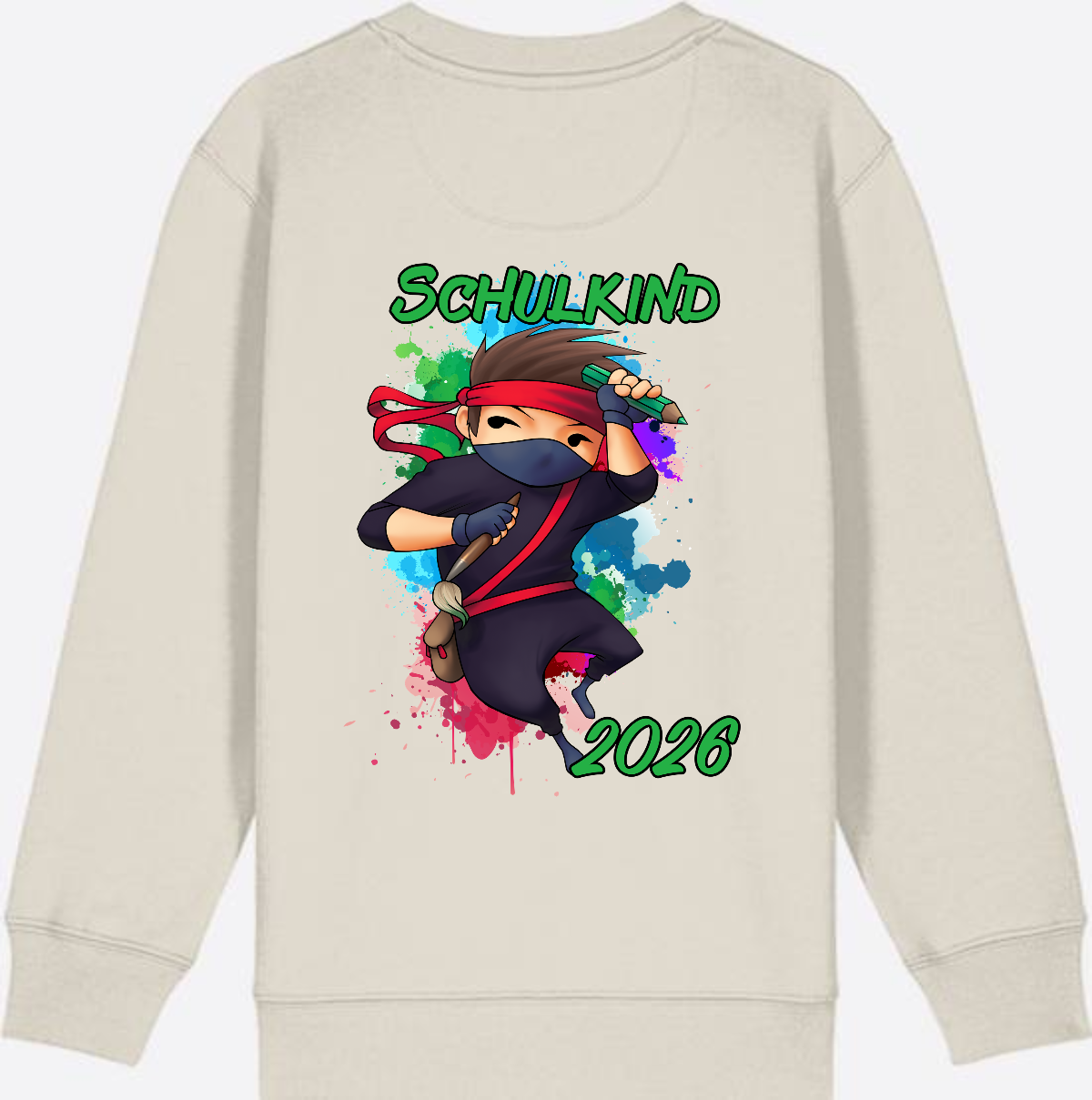 Ninja Sweatshirt zur Einschulung 2026 – Personalisiert mit Namen - Eco Heather