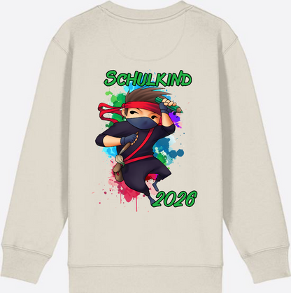 Ninja Sweatshirt zur Einschulung 2026 – Personalisiert mit Namen - Eco Heather