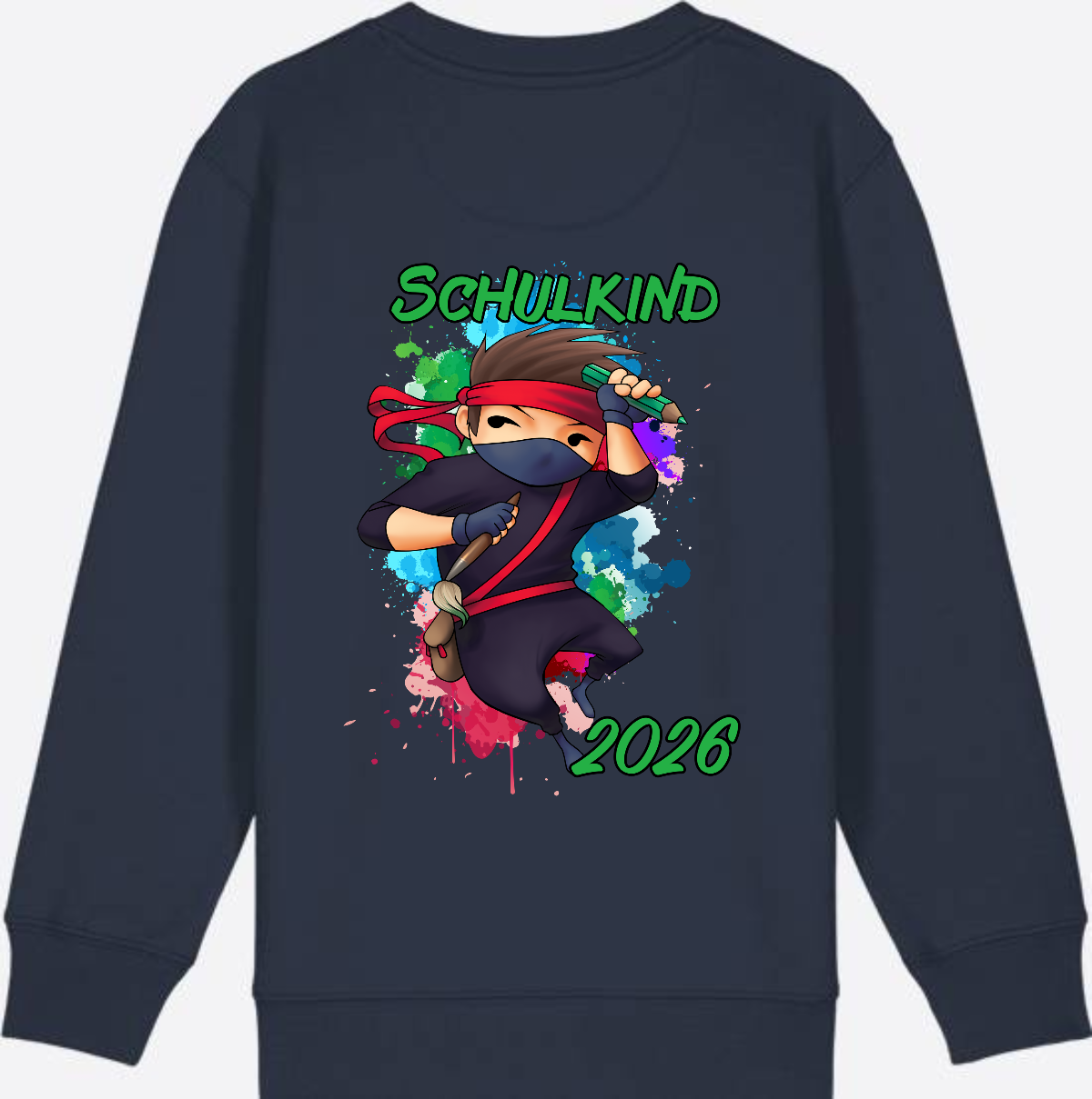 Ninja Sweatshirt zur Einschulung 2026 – Personalisiert mit Namen - French Navy