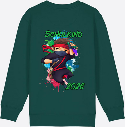 Ninja Sweatshirt zur Einschulung 2026 – Personalisiert mit Namen - Glazed Green