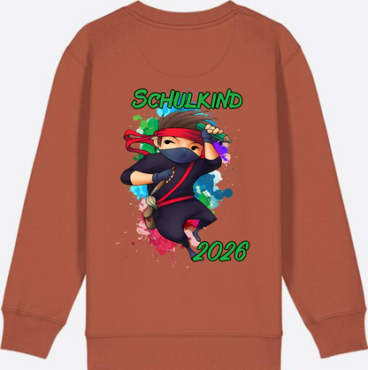Ninja Sweatshirt zur Einschulung 2026 – Personalisiert mit Namen - Heritage Brown