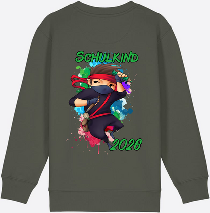 Ninja Sweatshirt zur Einschulung 2026 – Personalisiert mit Namen - Khaki