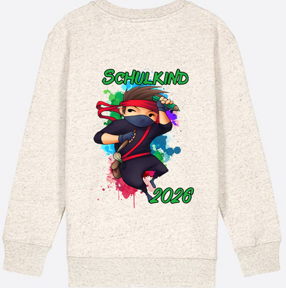 Ninja Sweatshirt zur Einschulung 2026 – Personalisiert mit Namen - Natural Raw