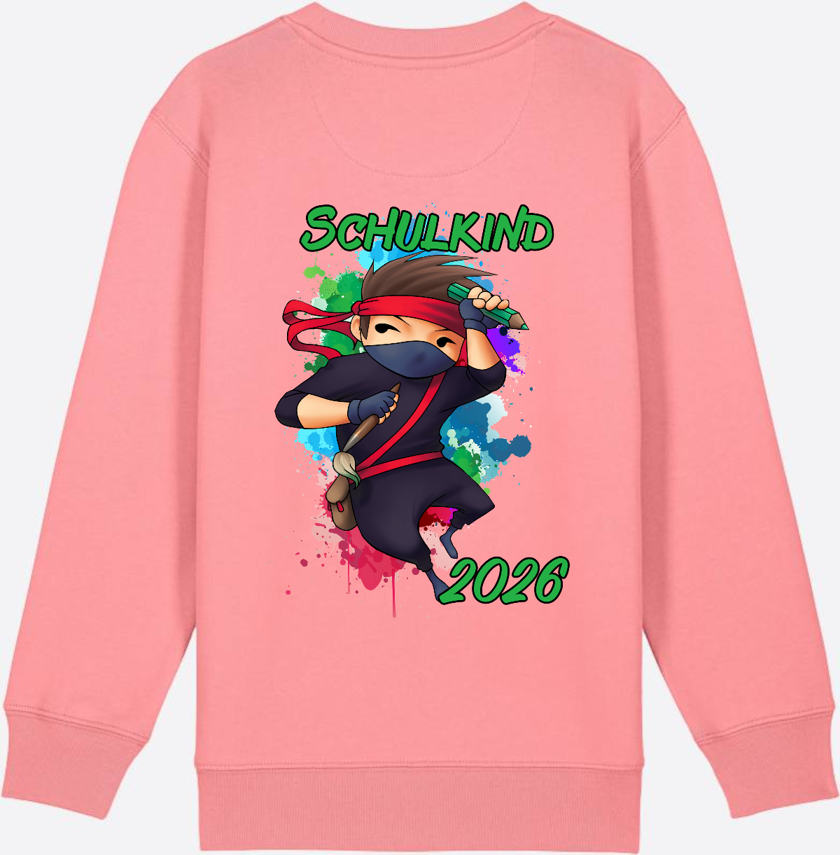 Ninja Sweatshirt zur Einschulung 2026 – Personalisiert mit Namen - Pink Joy