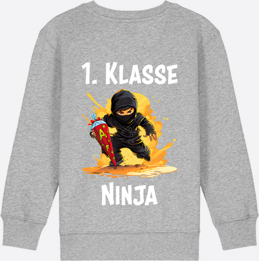 Ninja Sweatshirt zur Einschulung – Schulkind 1. Klasse - Heather Grey